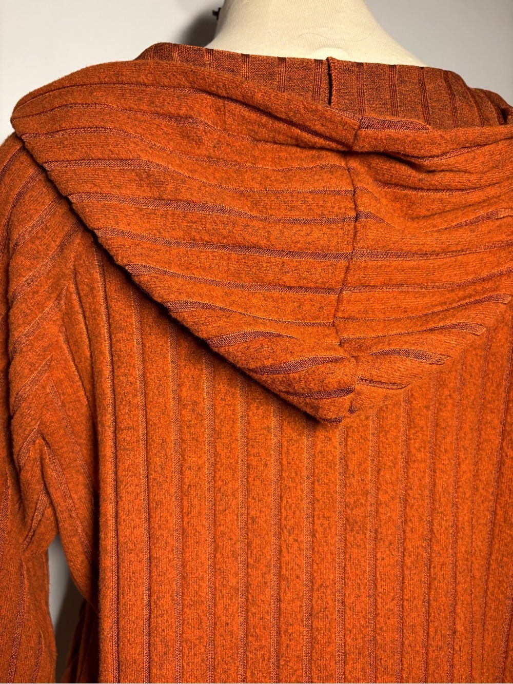 Hooded Button-Front Cardigan in Rust - Picture 5 of 7